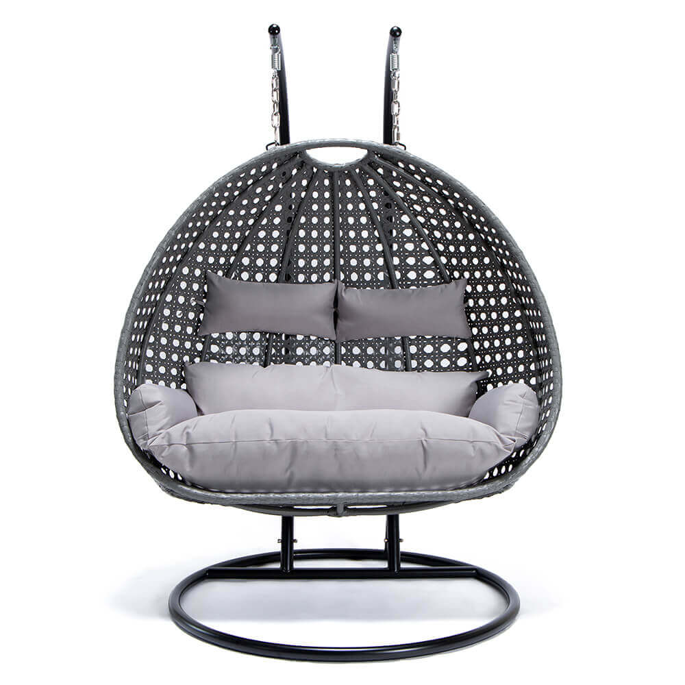 Silla colgante twin de poliratán - gris para 2 personas