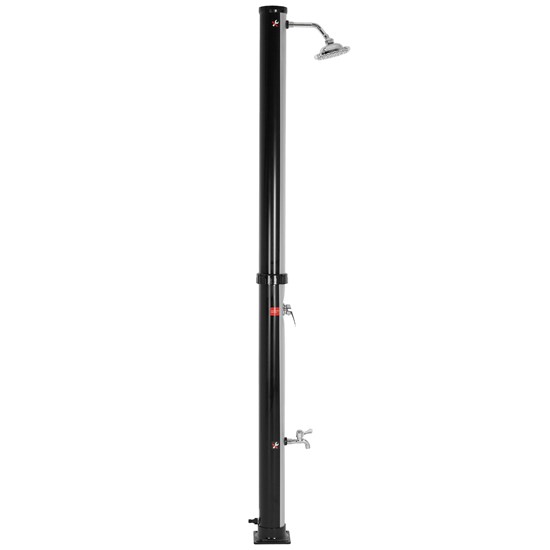 Ducha solar de jardín 20 l negro/plata cabezal ajustable grifo piscina