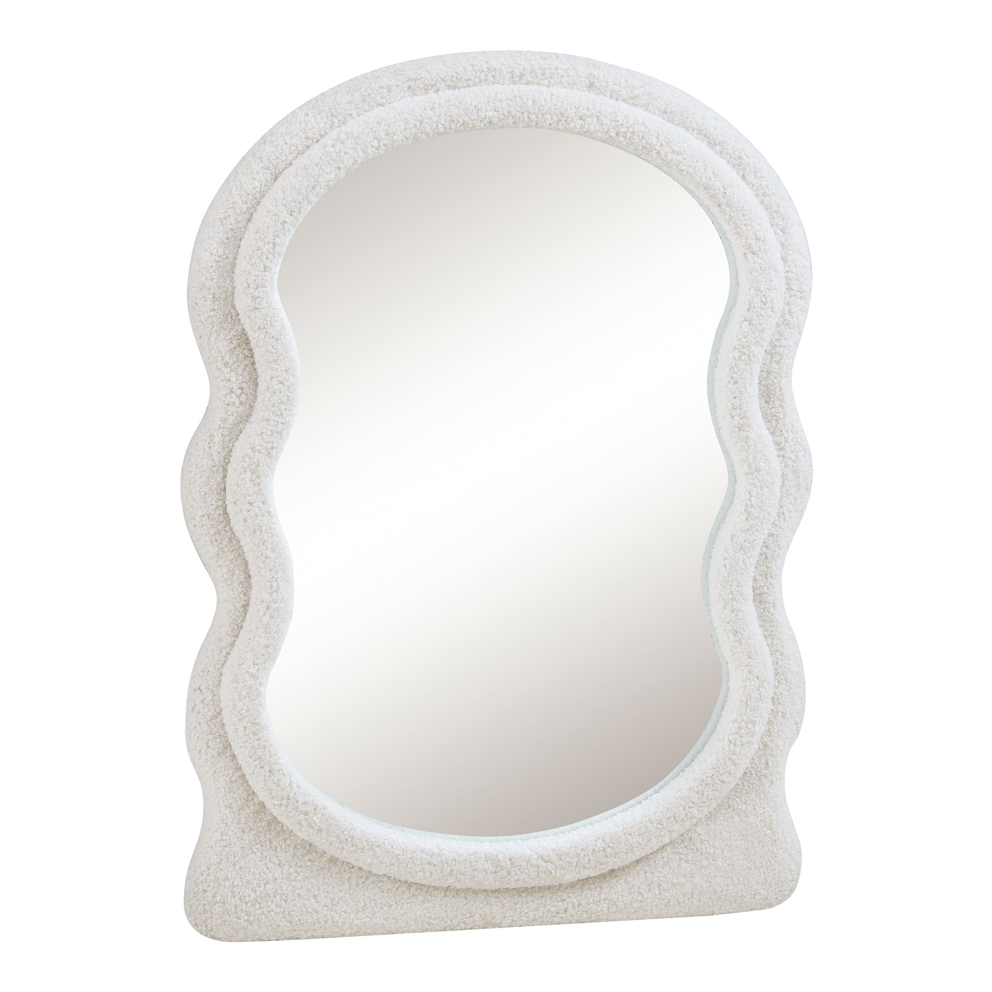 Espejo de pared brummen 80x60 cm con marco de peluche - blanco [en.casa]