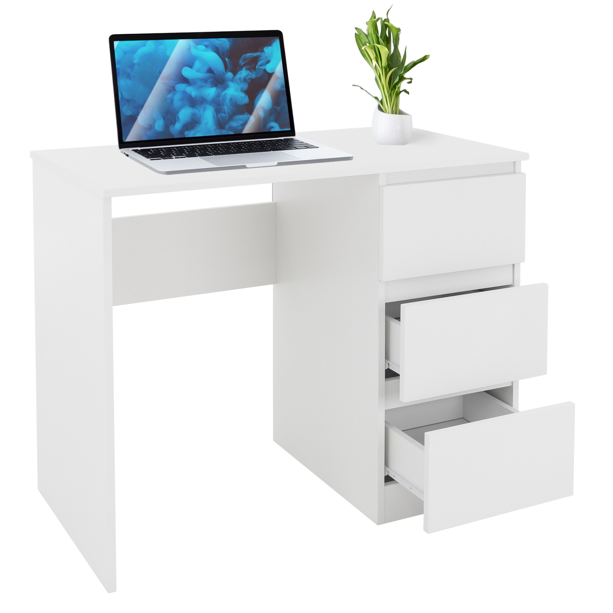 Escritorio con 3 cajones 90x76x50 cm blanco ml-design