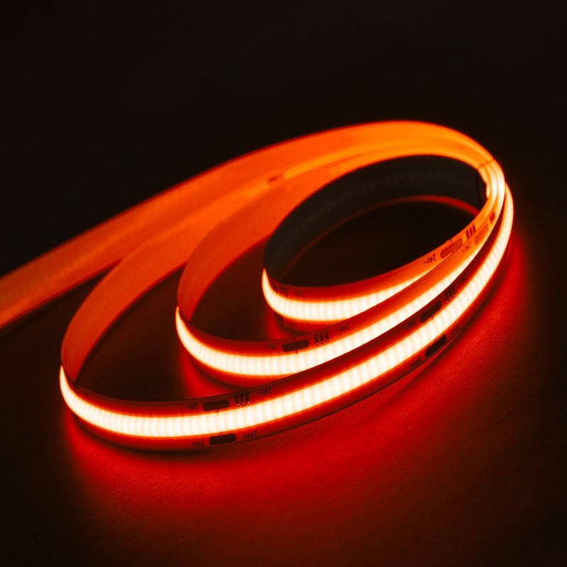 Tira LED cob 24v 12w/m, 1600 LEDs, luz cálida 3000k, 6750 lm, 8mm