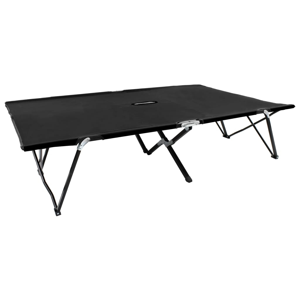 vidaXL tumbona doble plegable acero negra