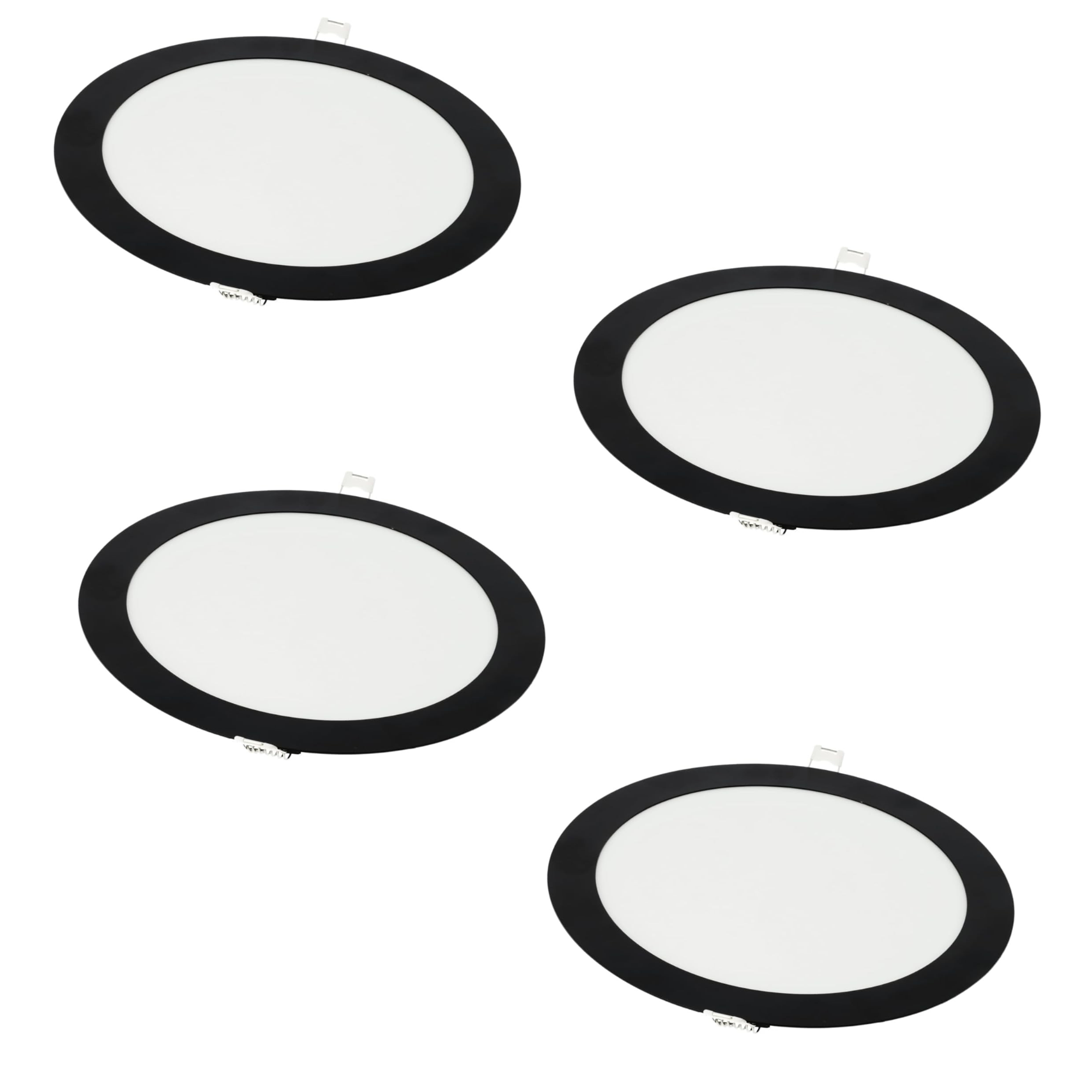 Pack x4 downlight LED 18w blanco frío 6000k redondo empotrar marco negro