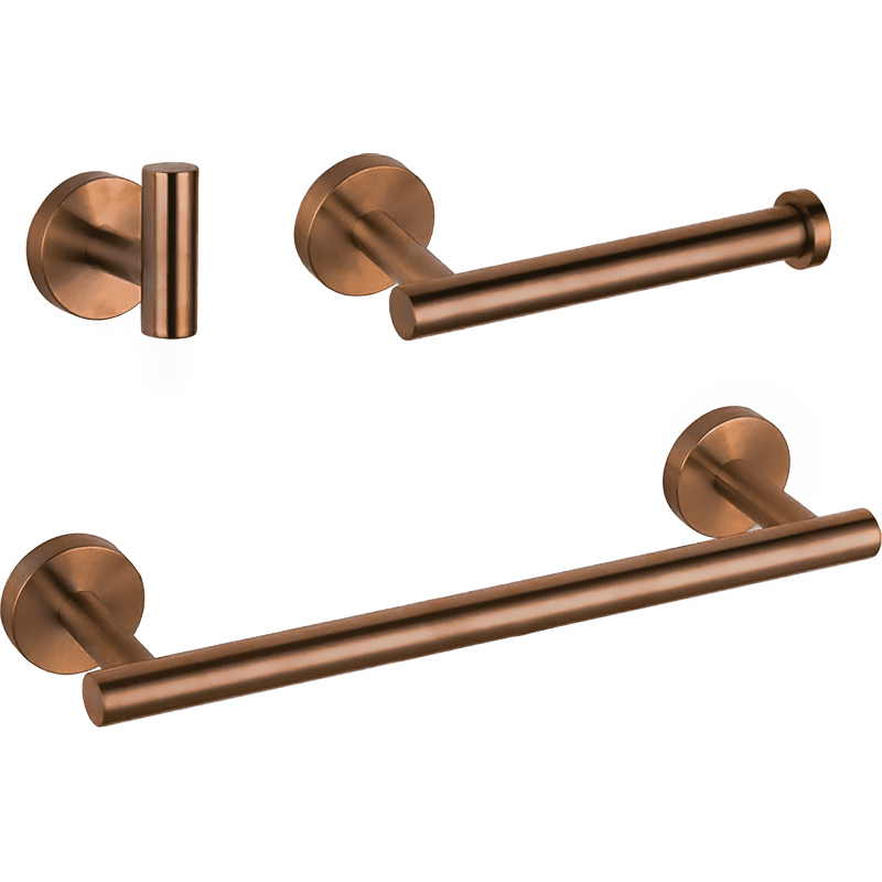 Valaz accesorios oro rosa mate redondo toallero 40cm+2percha+portarrollos