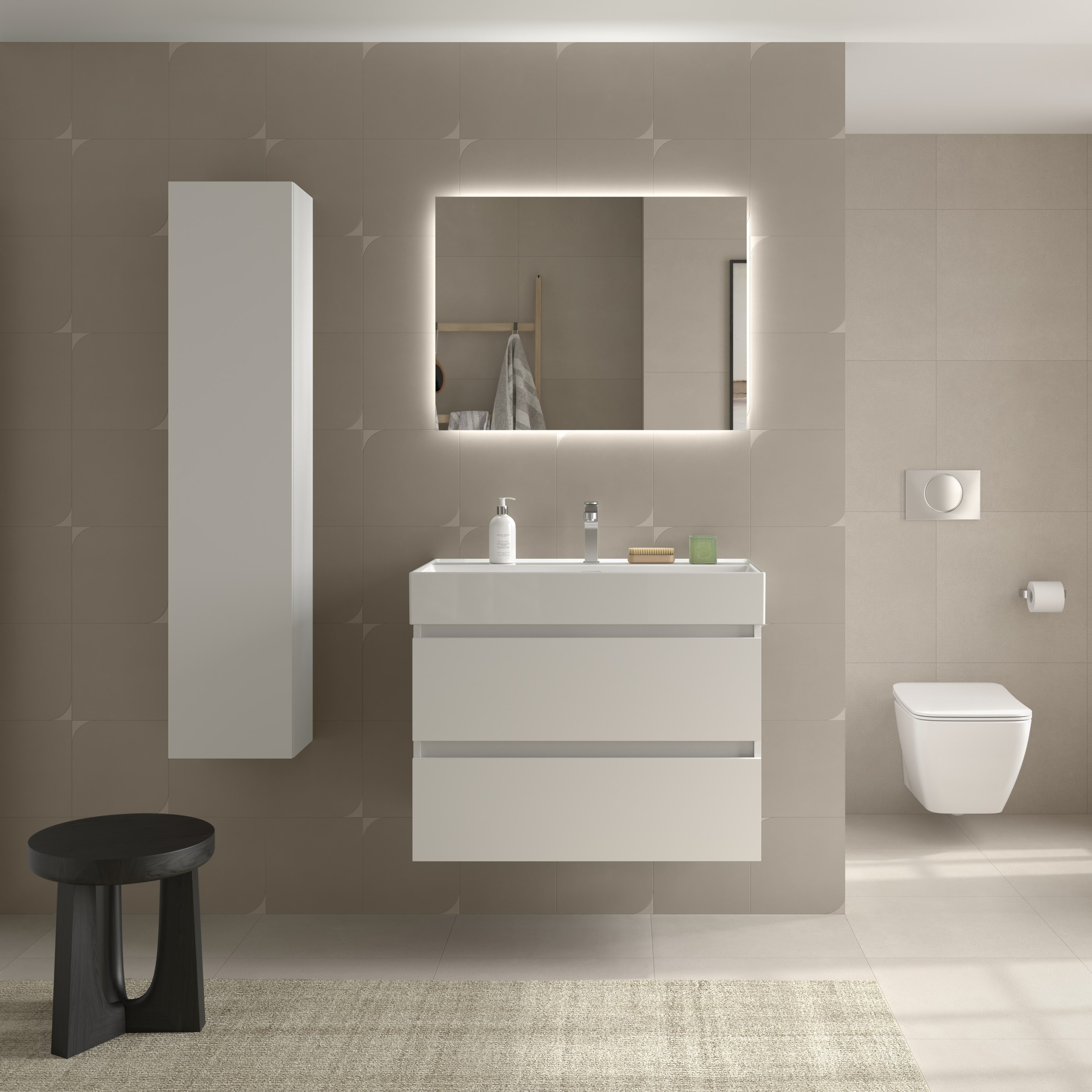 Mueble baño bequia 100cm + lavabo cerámica| blanco |100x45x66