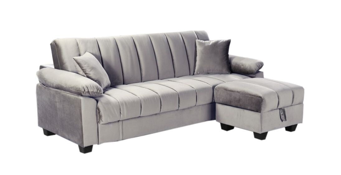 Sofa cama con puff yadhi 210cm gris