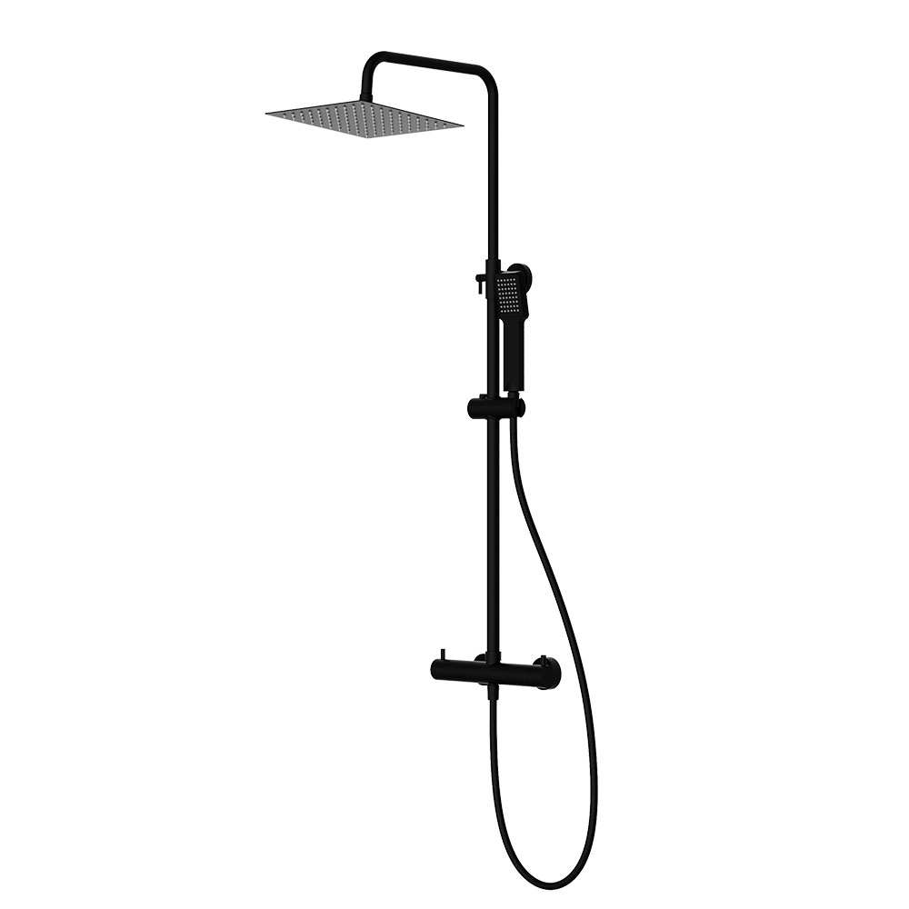 Kibath columna ducha monomando tor cuadrada acabado negro matede latón