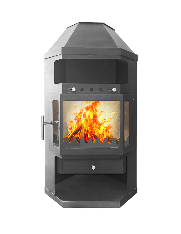 Estufa de leña esquina linam | 10 kw | hasta 170 m³ | rend. 80 %.