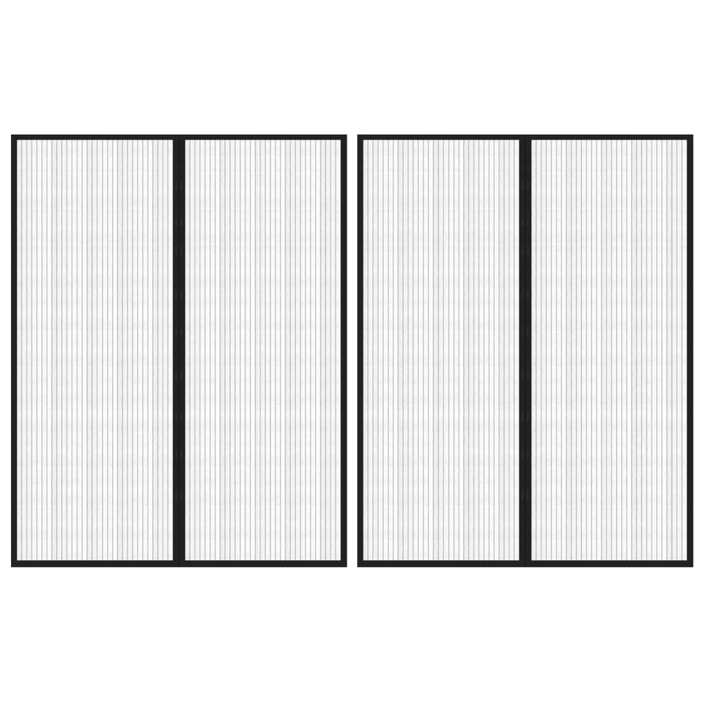 Mosquiteras para puerta bloque magnético 2 uds negro 230x160 cm es4244
