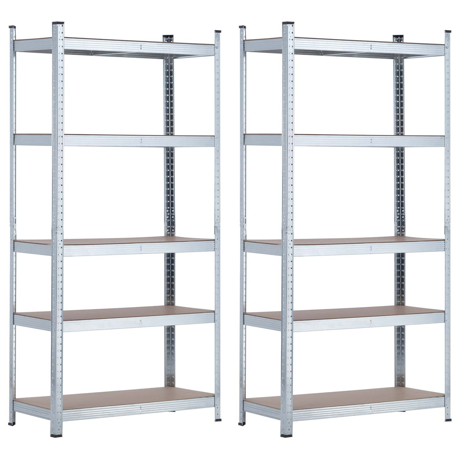 Pack 2 estanterías modulares galvanizadas 5 baldas ajustables 180x90x40cm