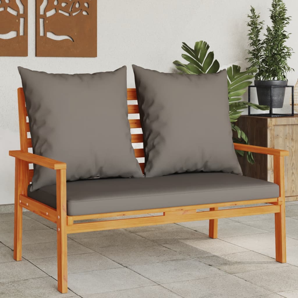 Banco sofá de jardín con cojines madera maciza de acacia 120 cm gris oscuro