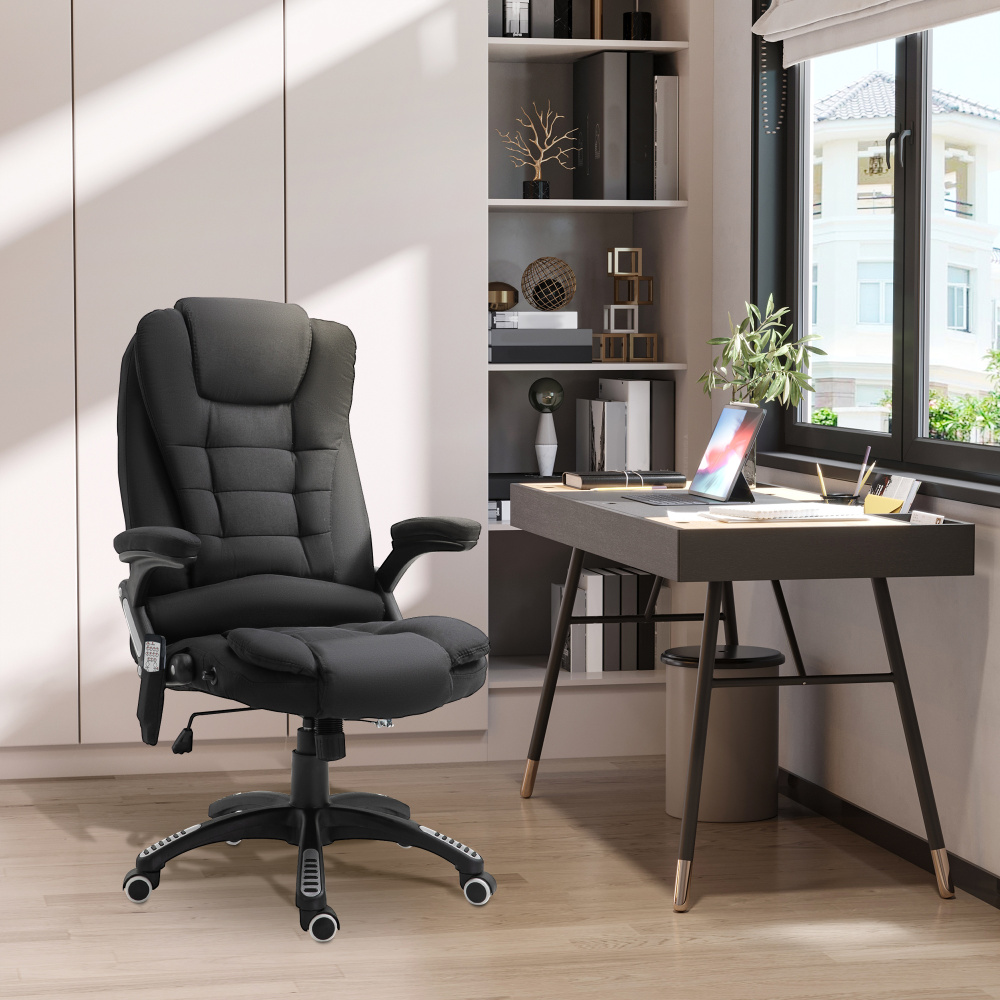Silla oficina ergonómica negra con masaje y calefacción