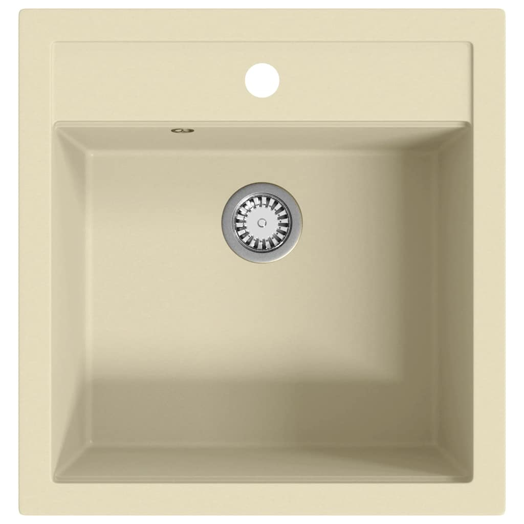 vidaXL fregadero de cocina de granito con un seno beige