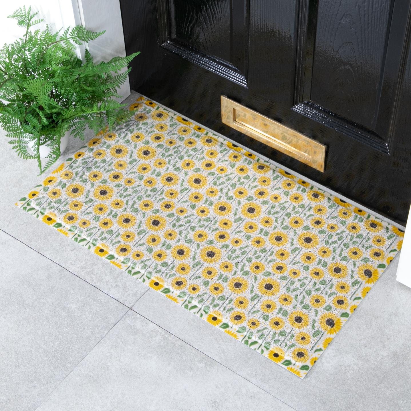 Felpudo para exterior con diseño de girasoles (70 x 40 cm)