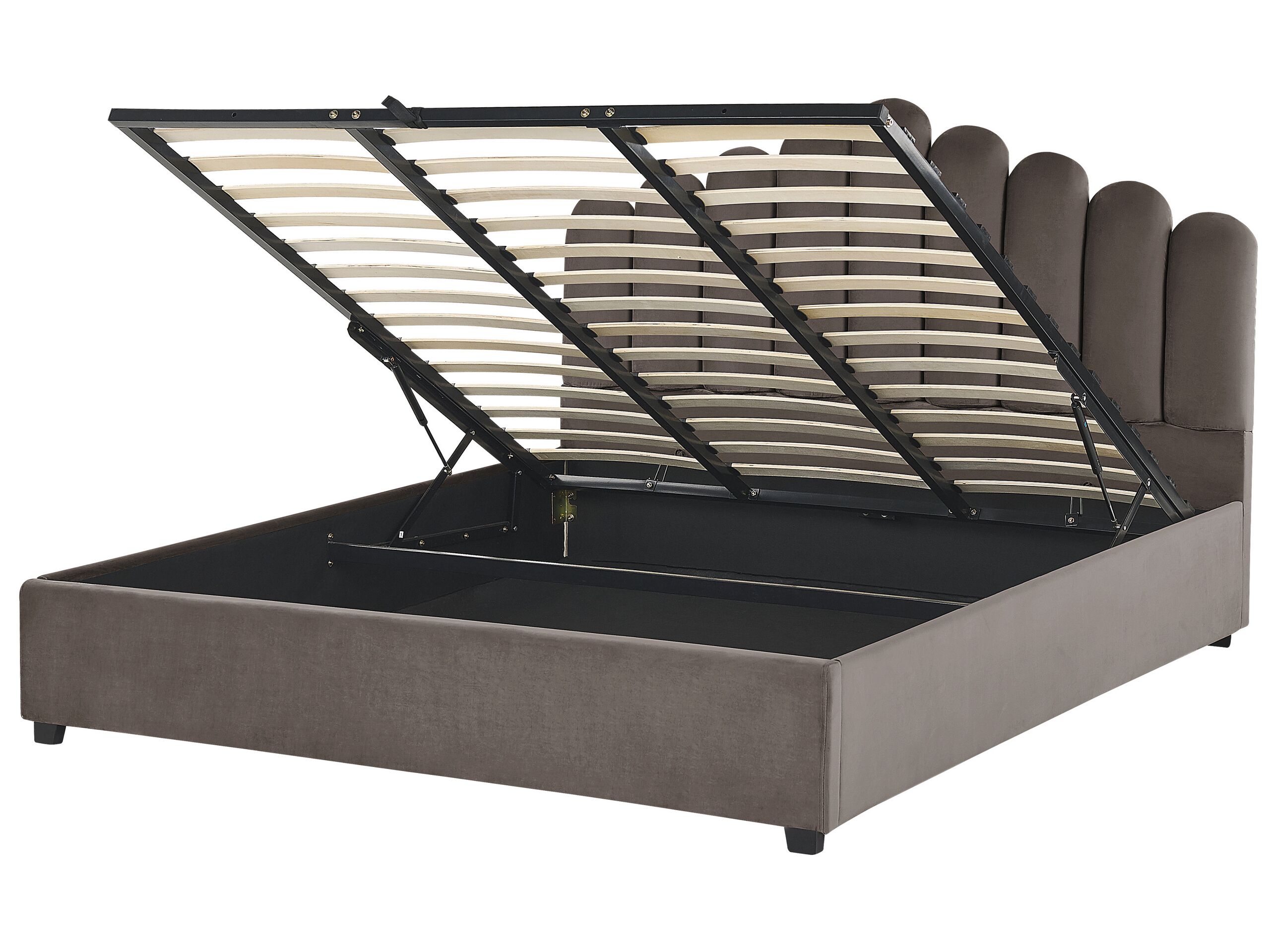 Cama con almacenaje vincennes terciopelo gris pardo 180 x 200 cm