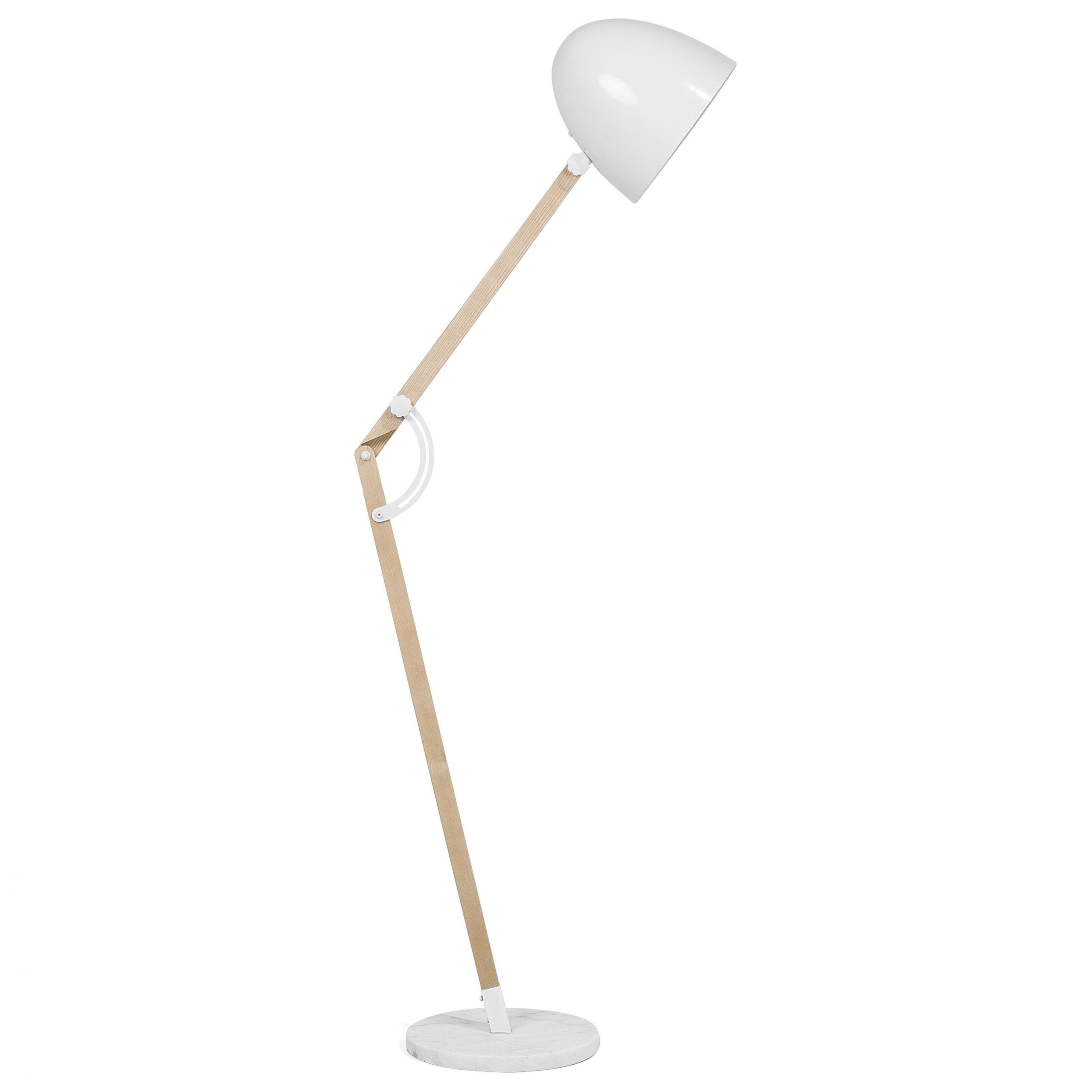 Lámpara de pie hetton ajustable madera de roble blanco
