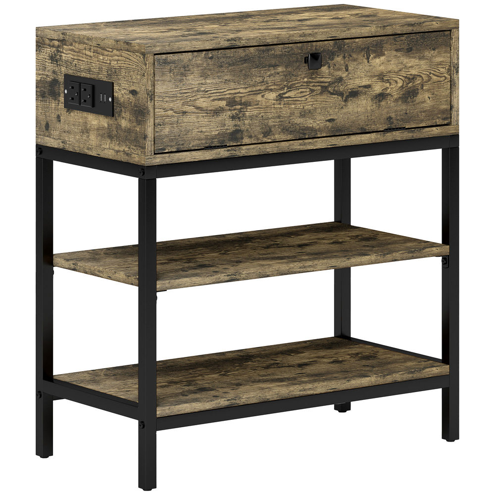 Mesa auxiliar 60x30x66.5 cm color marrón Homcom, hogar - muebles de salón