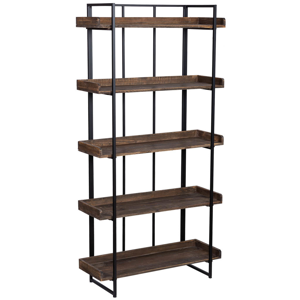Estantería de madera y metal con 5 baldas 90,5x34x177,5h cm