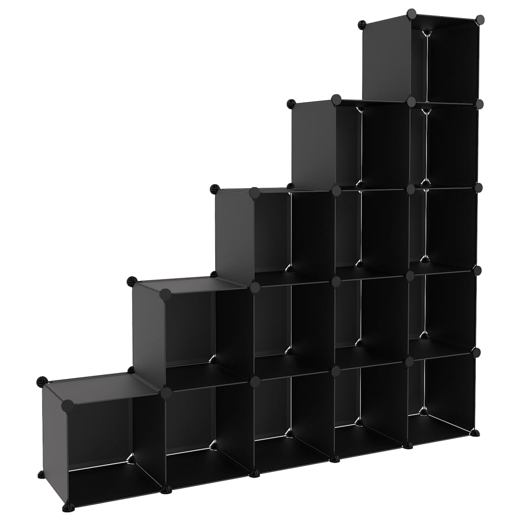 vidaXL estantería de cubos con 15 compartimentos negro pp