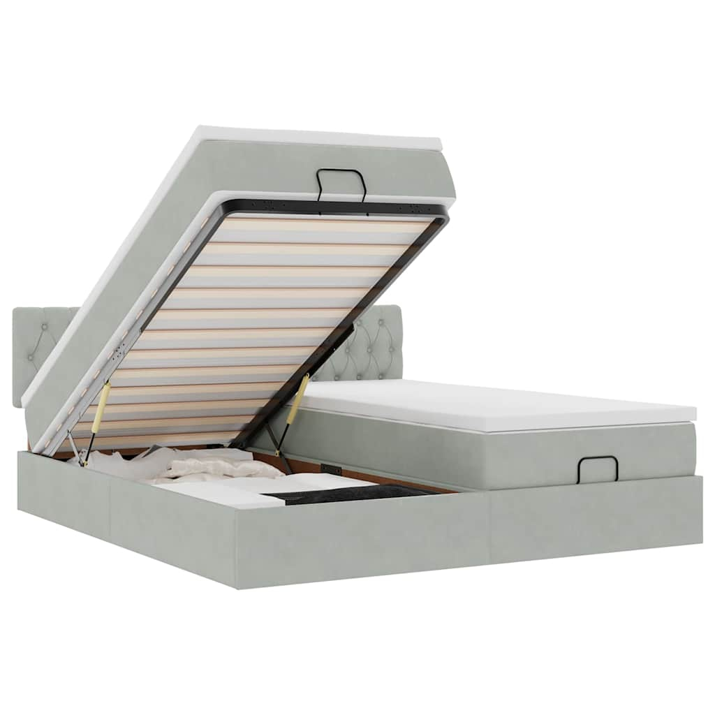 vidaXL estructura de cama otomana colchones terciopelo gris claro
