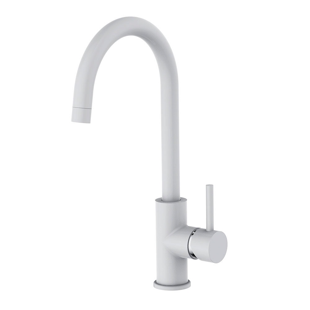 Kibath grifo cocina monomando nie acabado blanco mate fabricado en latón