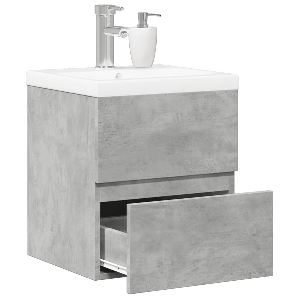 Set muebles de baño 2 piezas madera contrachapada gris hormigón esb9598