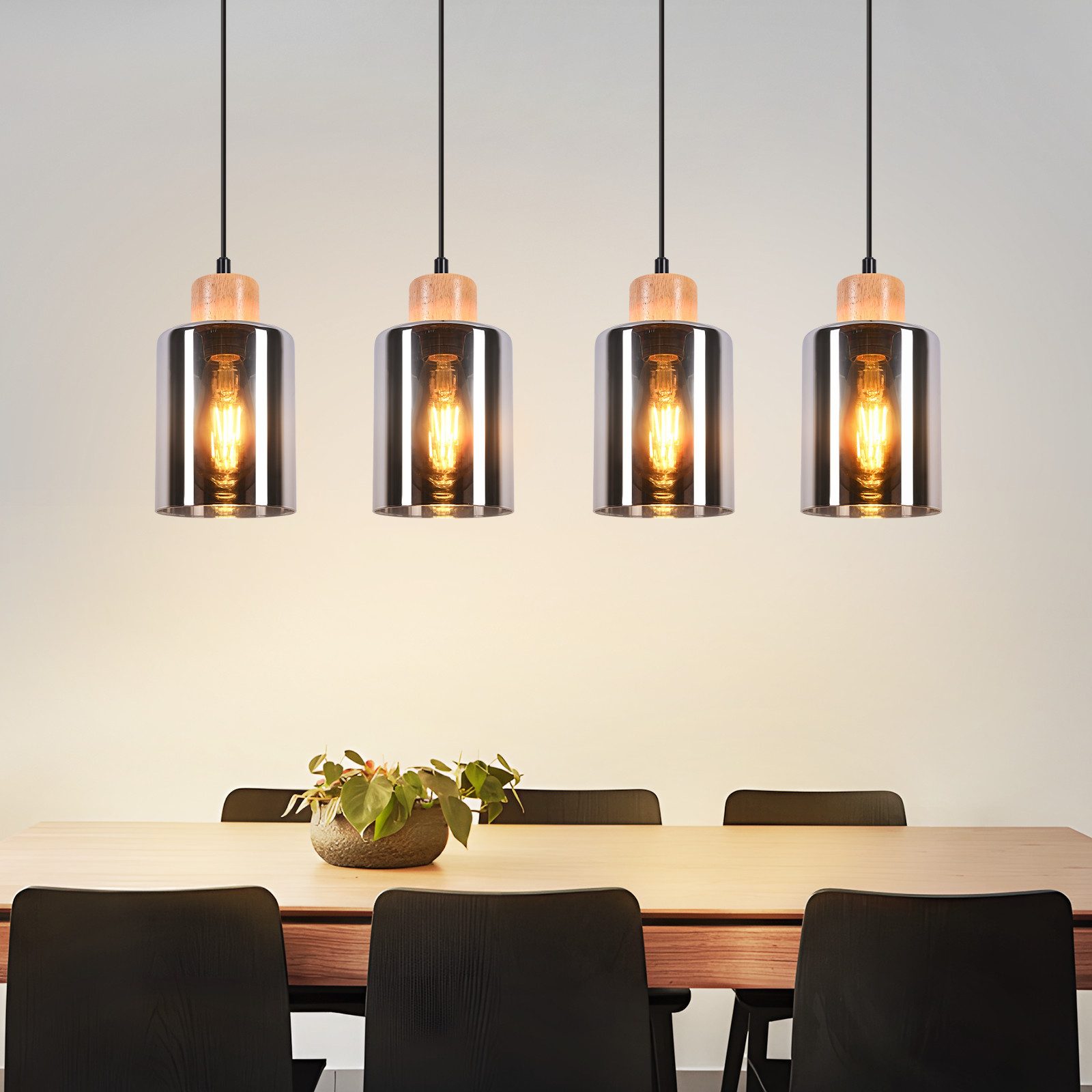 Nettlife lámpara colgar E27 madera y gris 146.5x60