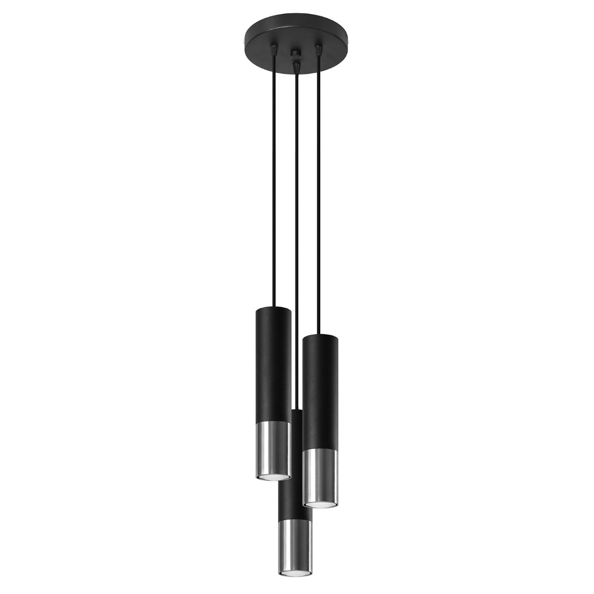 Lámpara coLGante loopez 3 negro/cromo acero 20x90x20cm