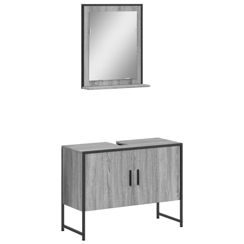 vidaXL set de muebles de baño 2 pzas madera de ingeniería gris sonoma