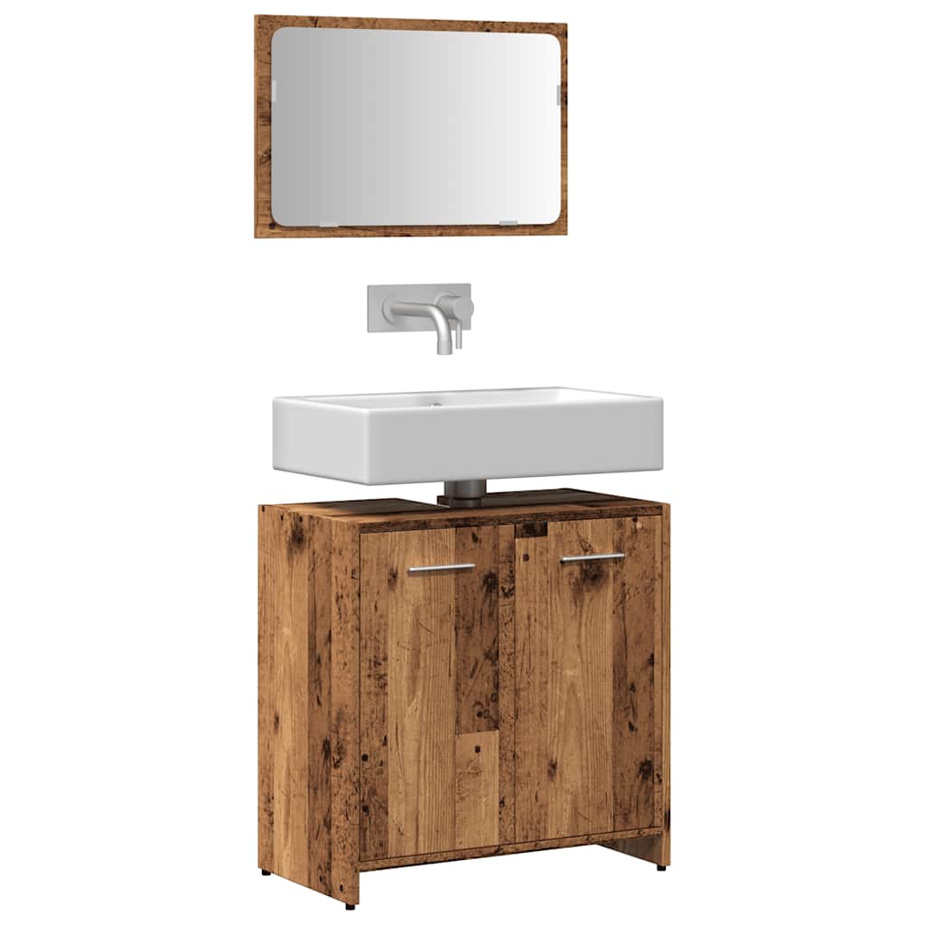 Mueble de baño con espejo de madera antigua madera ingeniería esb8315