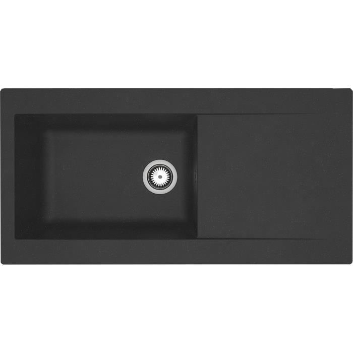 Fregadero encastrable de resina 1000 x 500 mm 1 seno grande - negro - strad