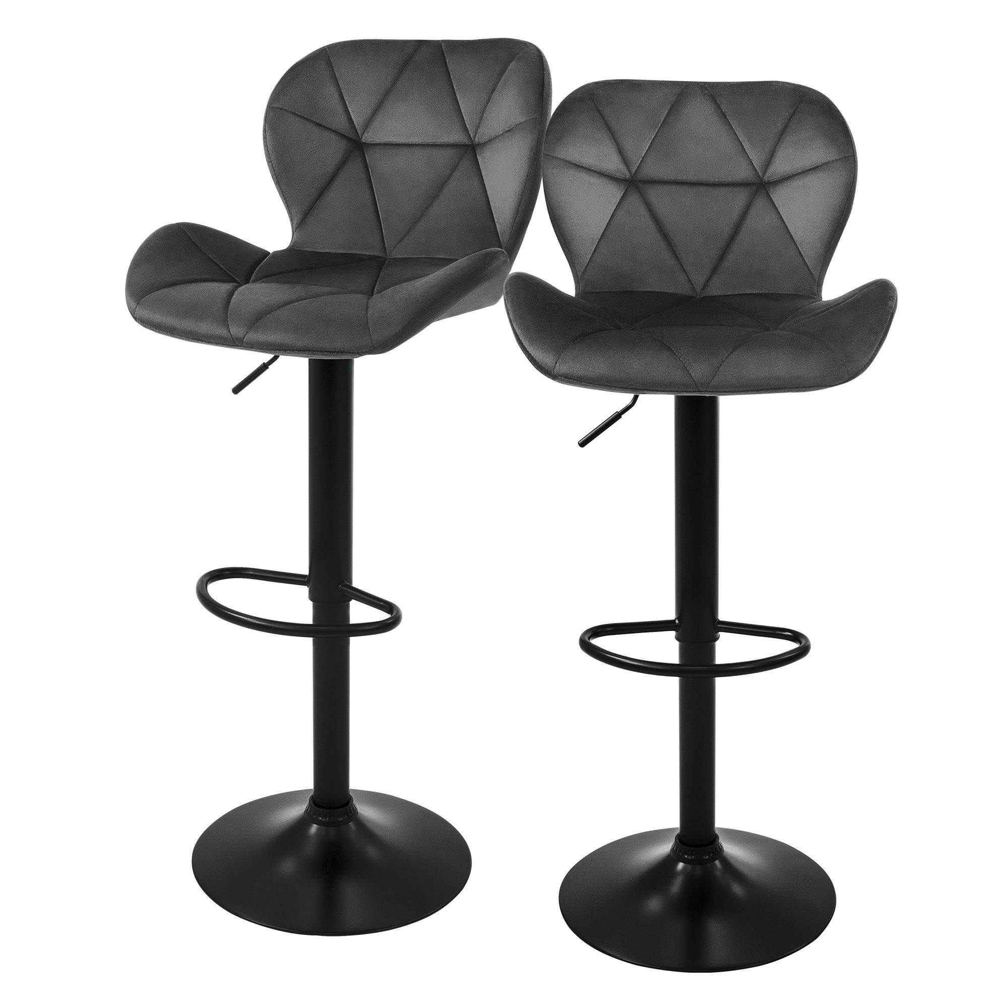 Set 2x taburetes de bar de terciopelo gris sillas giratorias 360°