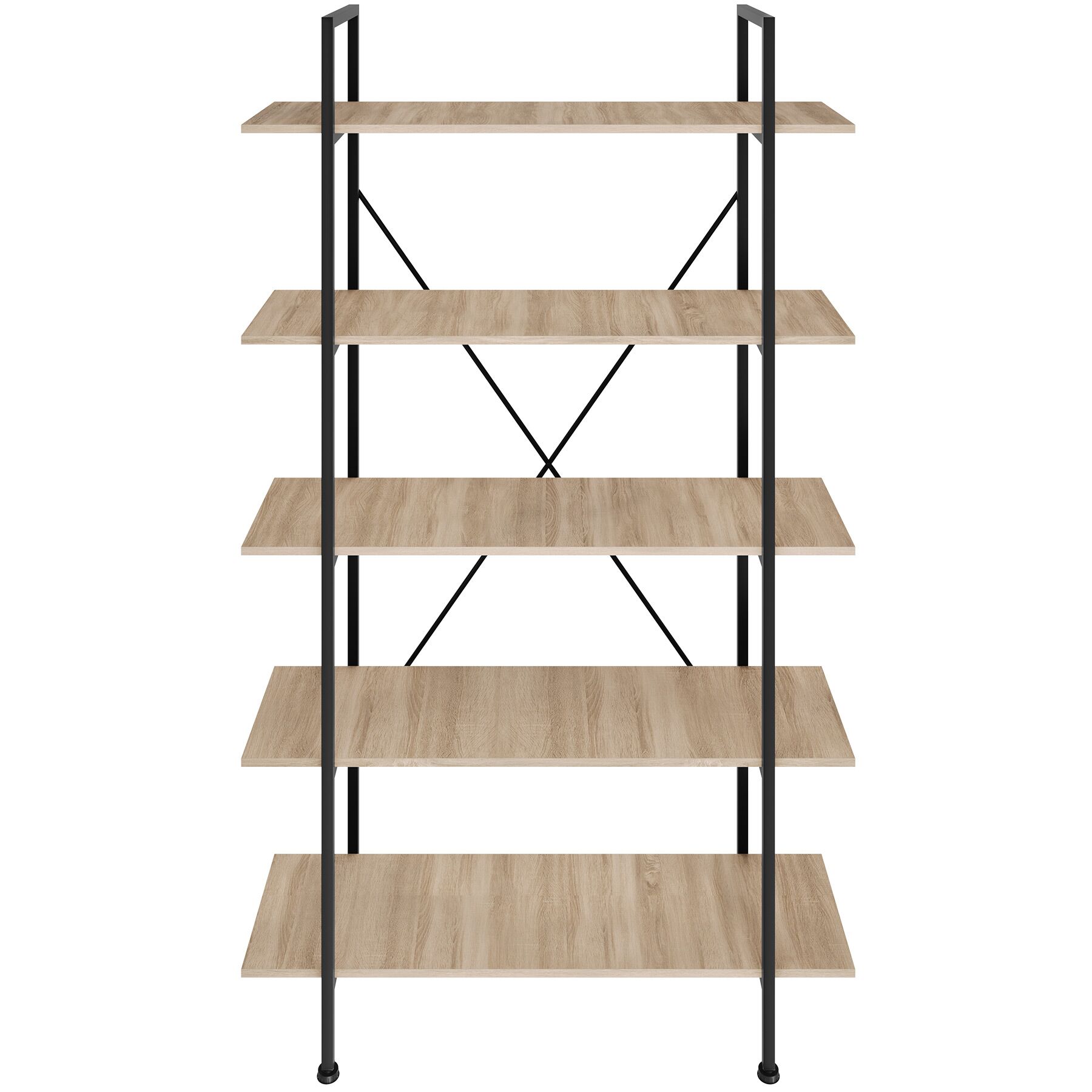 Estantería industrial, 5 estantes 106 x 34,5 x 179,5 cm madera clara