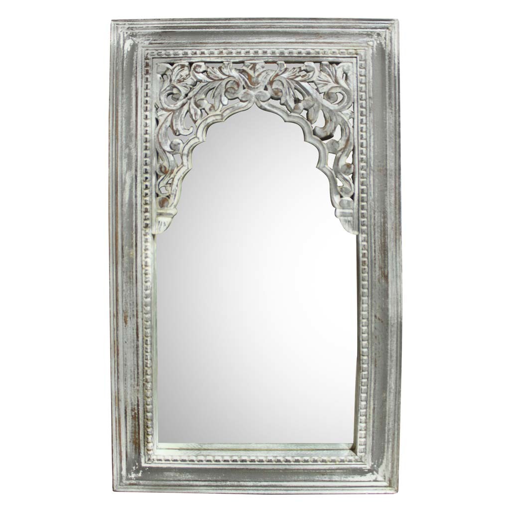Espejo de madera acabado artesanal envejecido gris 60x5x107h cm