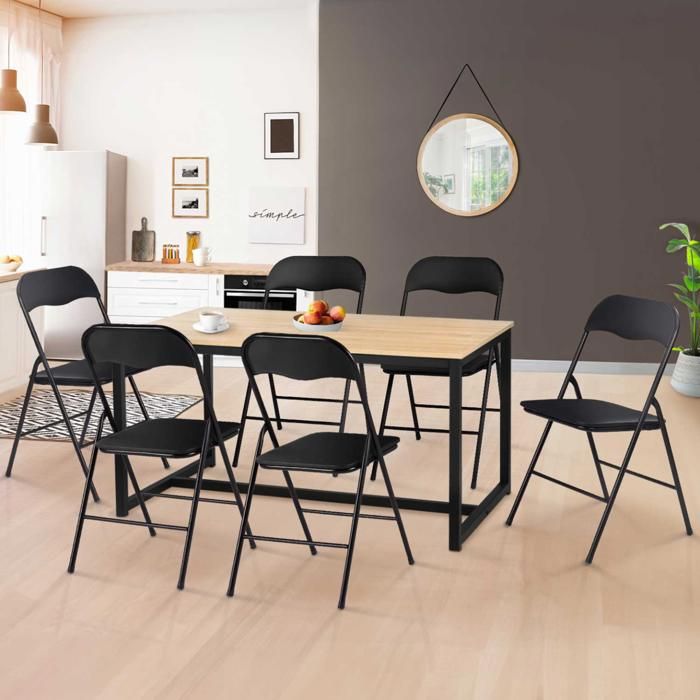 Sillas plegables de pu - lote de 6 - blanco - 43,5x47x80 cm