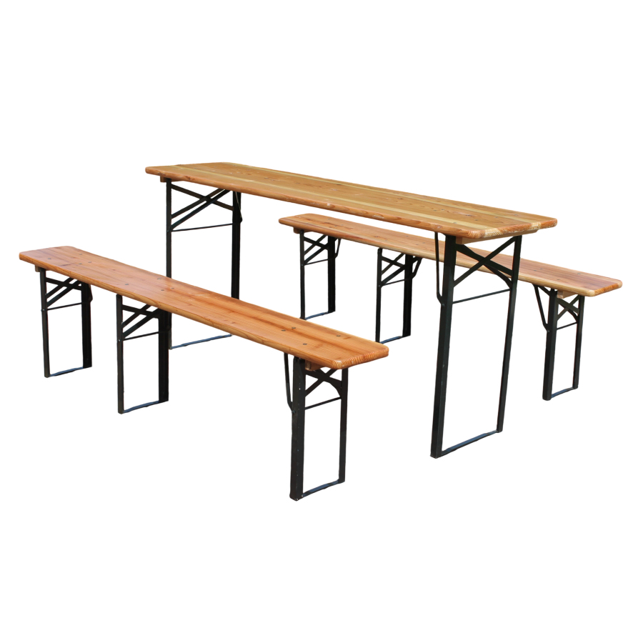 Conjunto jardín plegable 3pzs madera y metal 177cm
