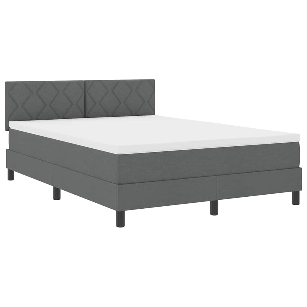 vidaXL cama box spring con colchón gris oscuro 140 x 200 cm tela