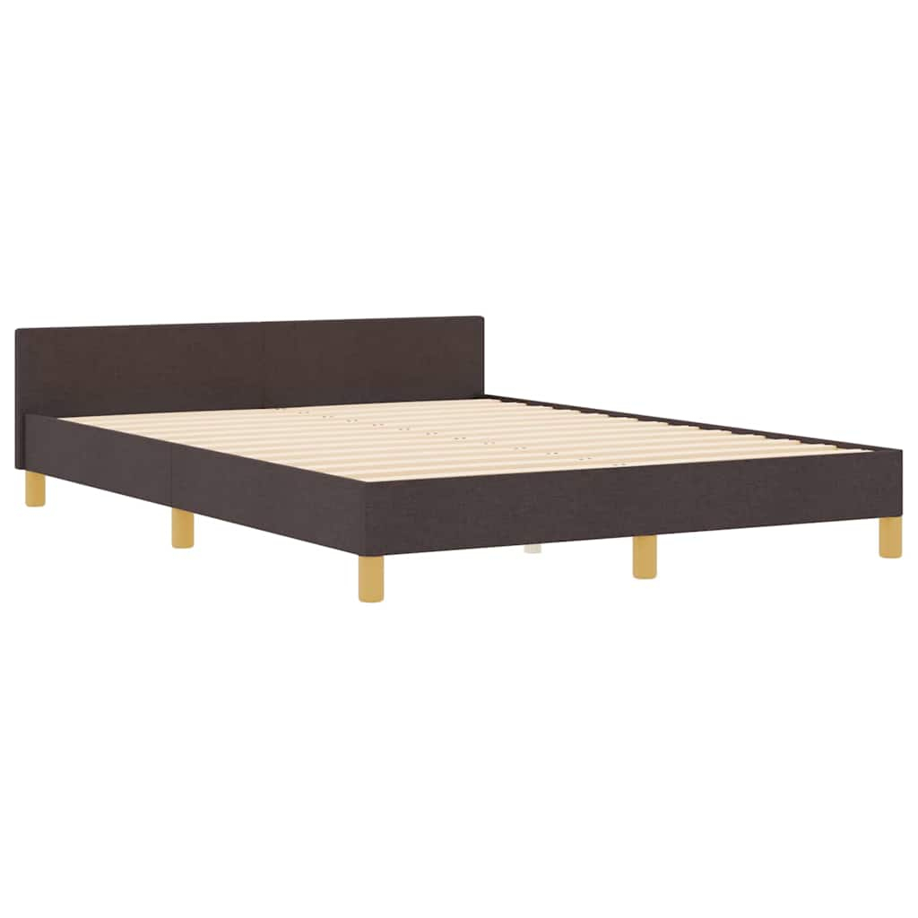 vidaXL estructura de cama con cabecera marrón oscuro 140 x 200 cm tela