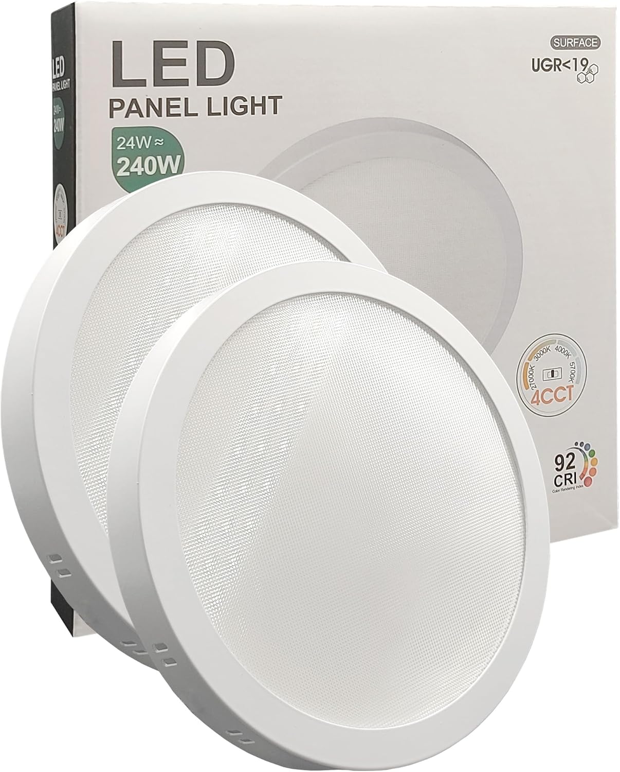 Pack x2 plafón LED circular 24w (240w), 2880lm, luz seleccionable 4cct