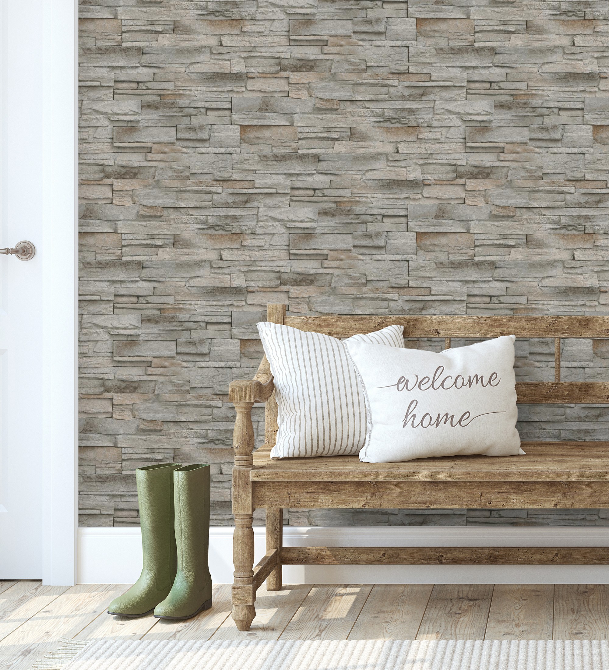 Papel pintado gaulan lavable de piedra pizarra con textura en 5.33m²