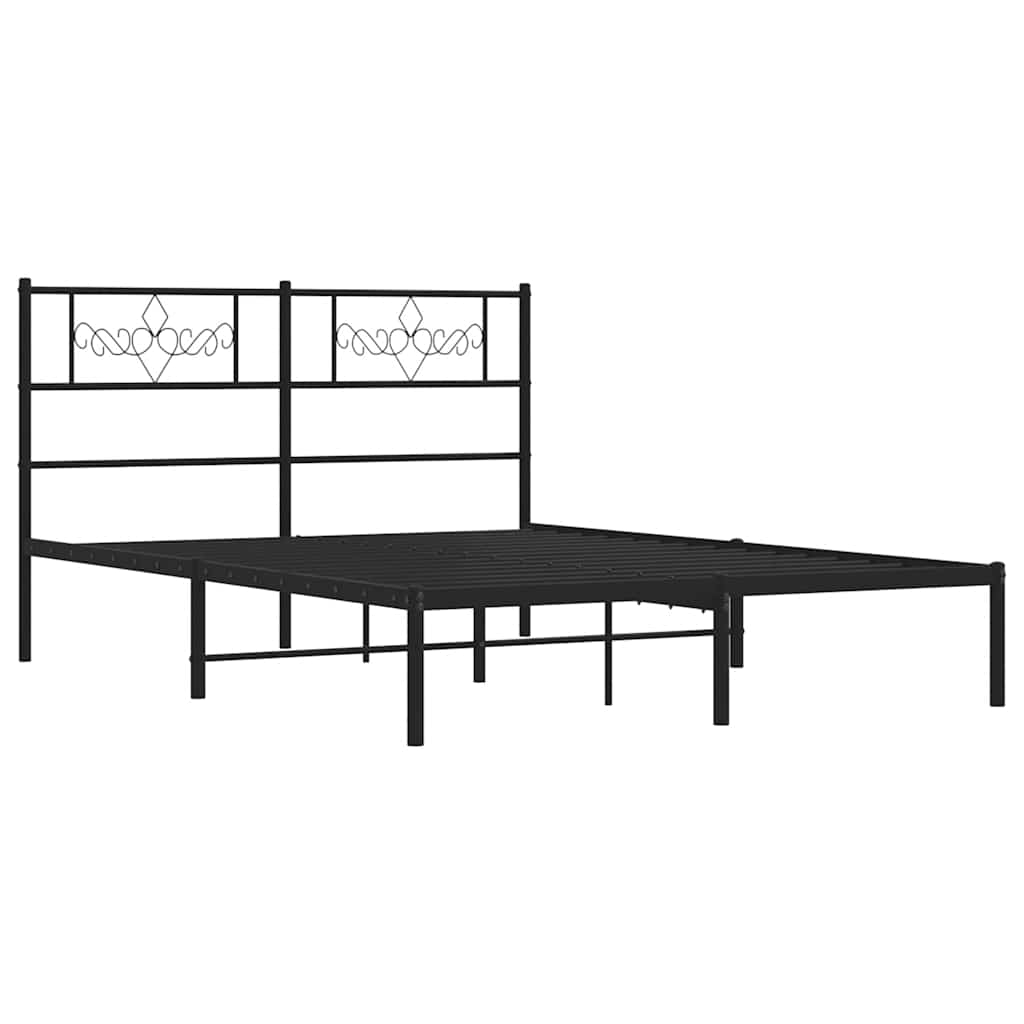vidaXL estructura cama sin colchón con cabecero metal negro 135x190 cm
