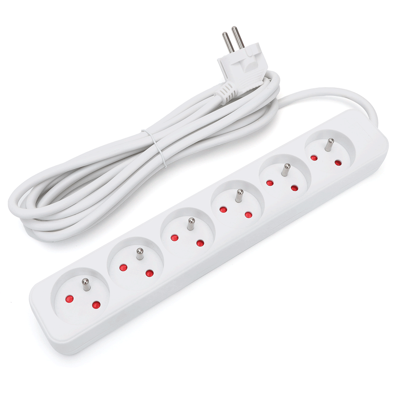 Aigostar regleta alargador de 6 enchufes 16a 2p + e, cable 3m, blanco