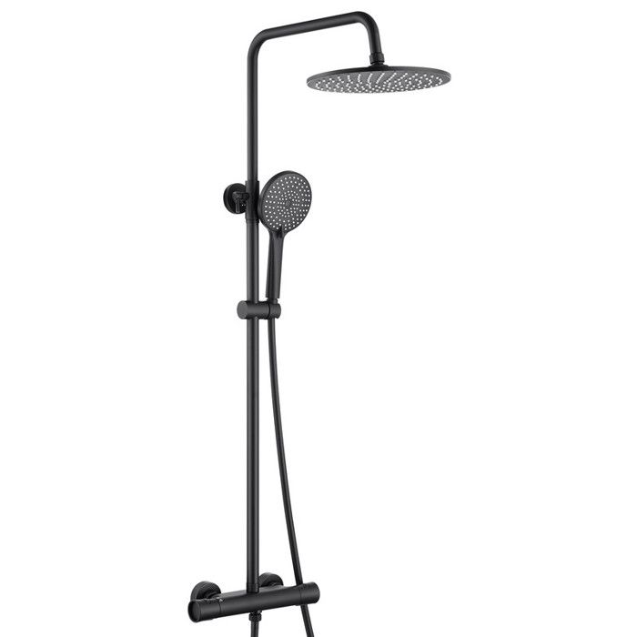 Columna de ducha termostática - auralum max - negro - altura ajustable - du