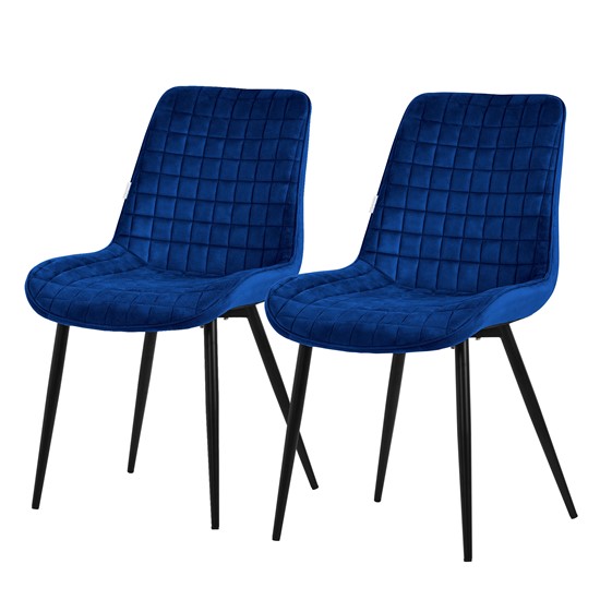 Juego 2x sillas de comedor de polipiel azul oscuro diseño