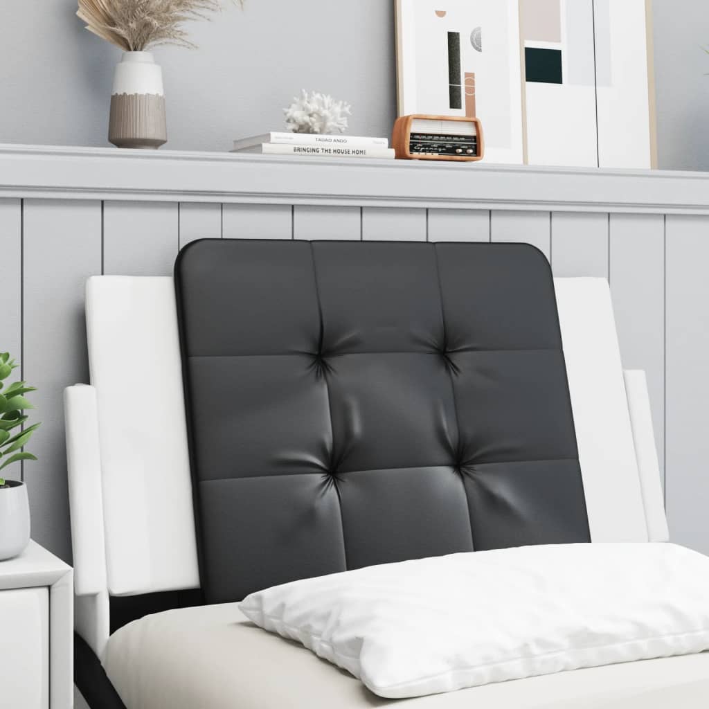 Cabecero de cama acolchado cuero sintético negro y blanco 90 cm eso5930
