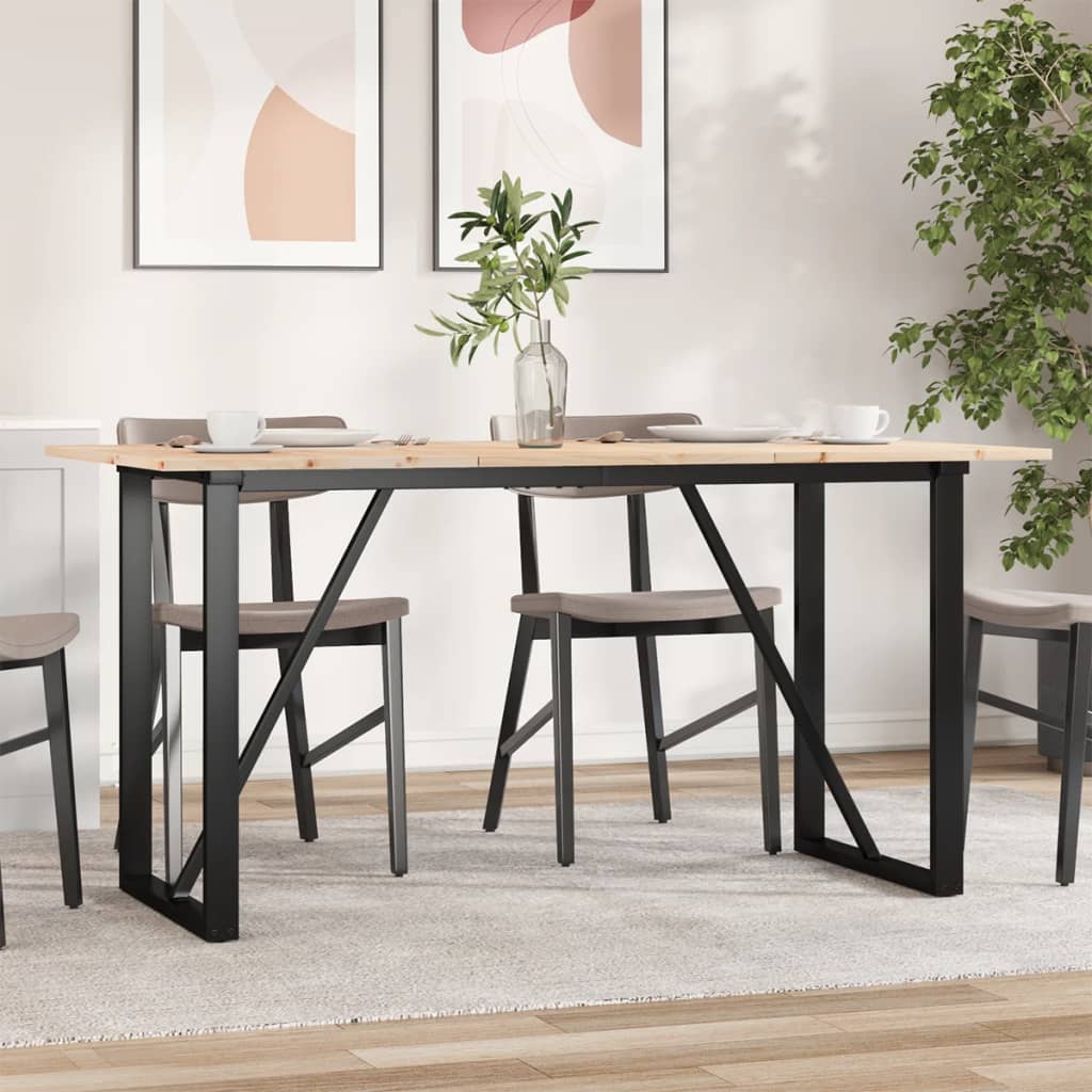 Mesa de comedor marco o madera maciza pino y acero 140x80x75cm oif219399
