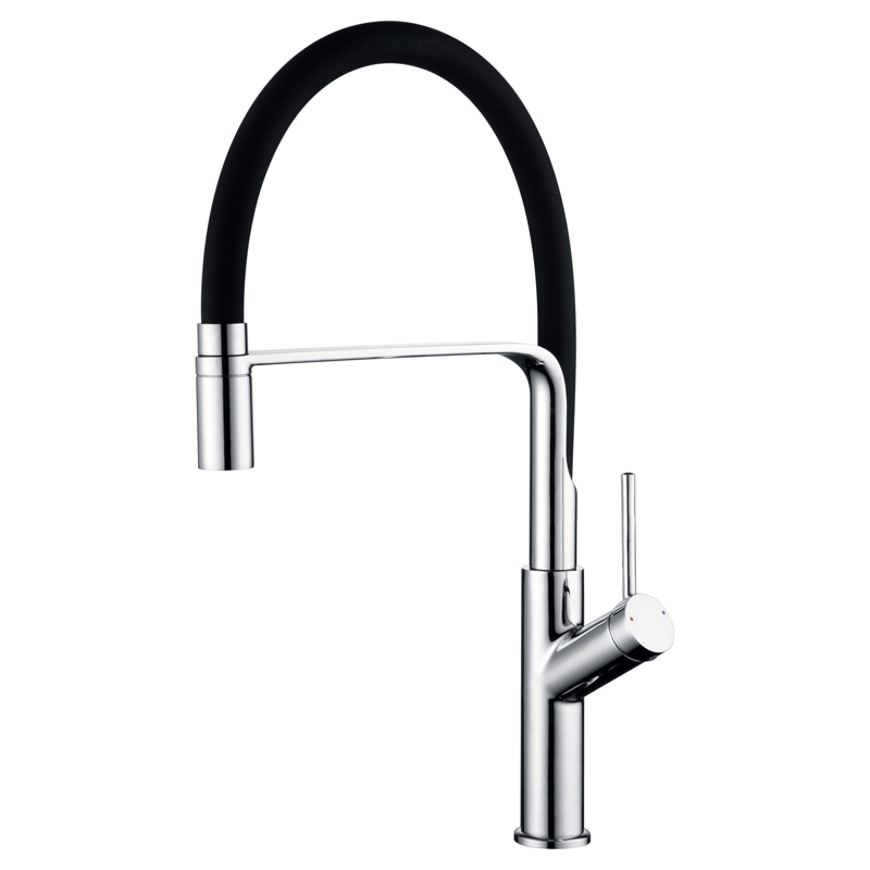 Valaz grifo cocina alto con caño flexible y giratorio monomando cromado