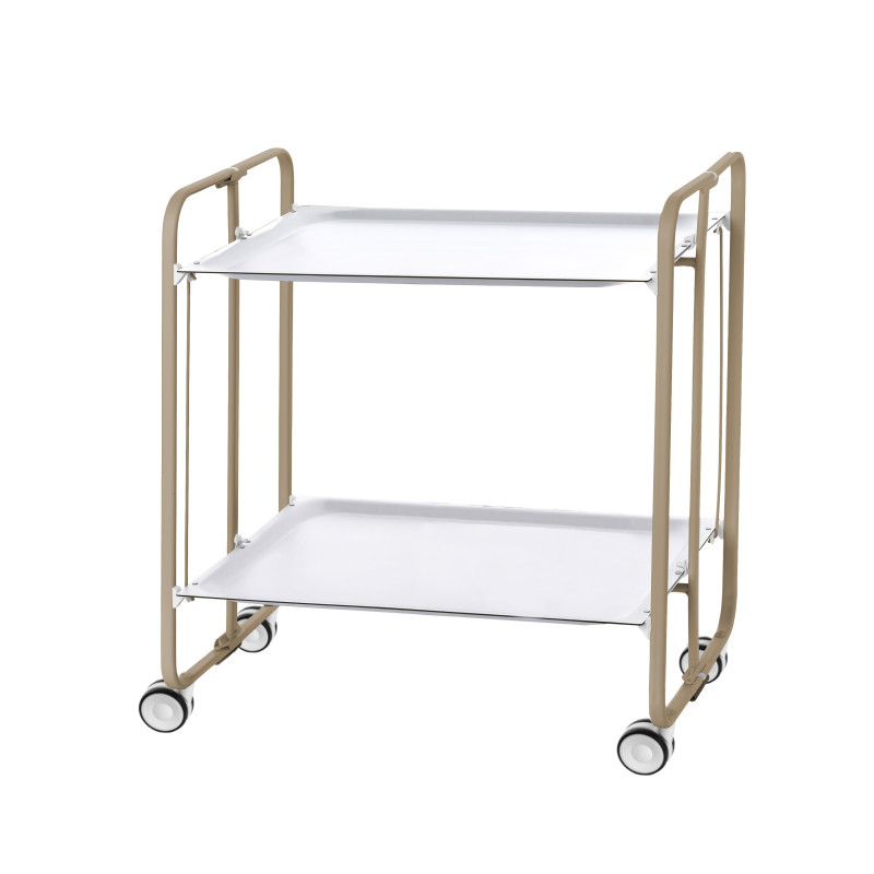 Carrito auxiliar con ruedas bauhaus armazón metálico color arena,2 bandejas