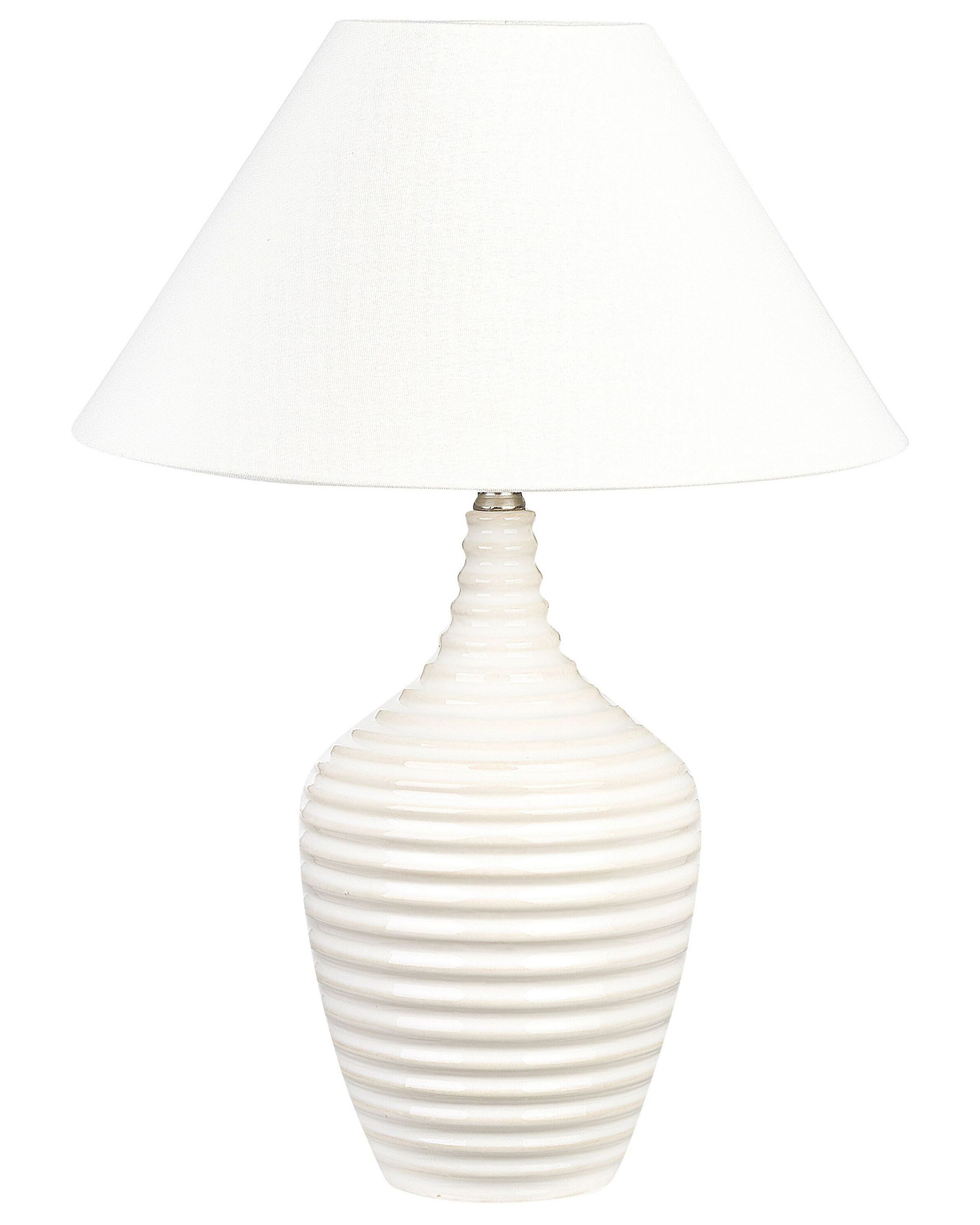 Lámpara de mesa celeste cerámica beige