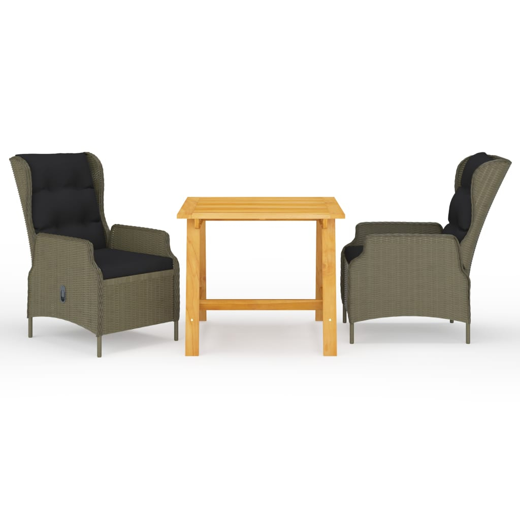 vidaXL juego de comedor para jardín de 3 piezas marrón